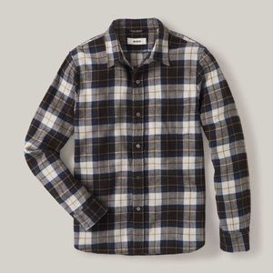 PACIFIC TWILL ONE POCKET SHIRT: Navy/Gold Plaid